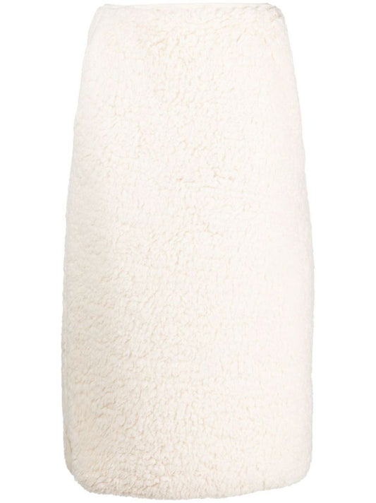 Neutral High-waisted Straight Midi Skirt