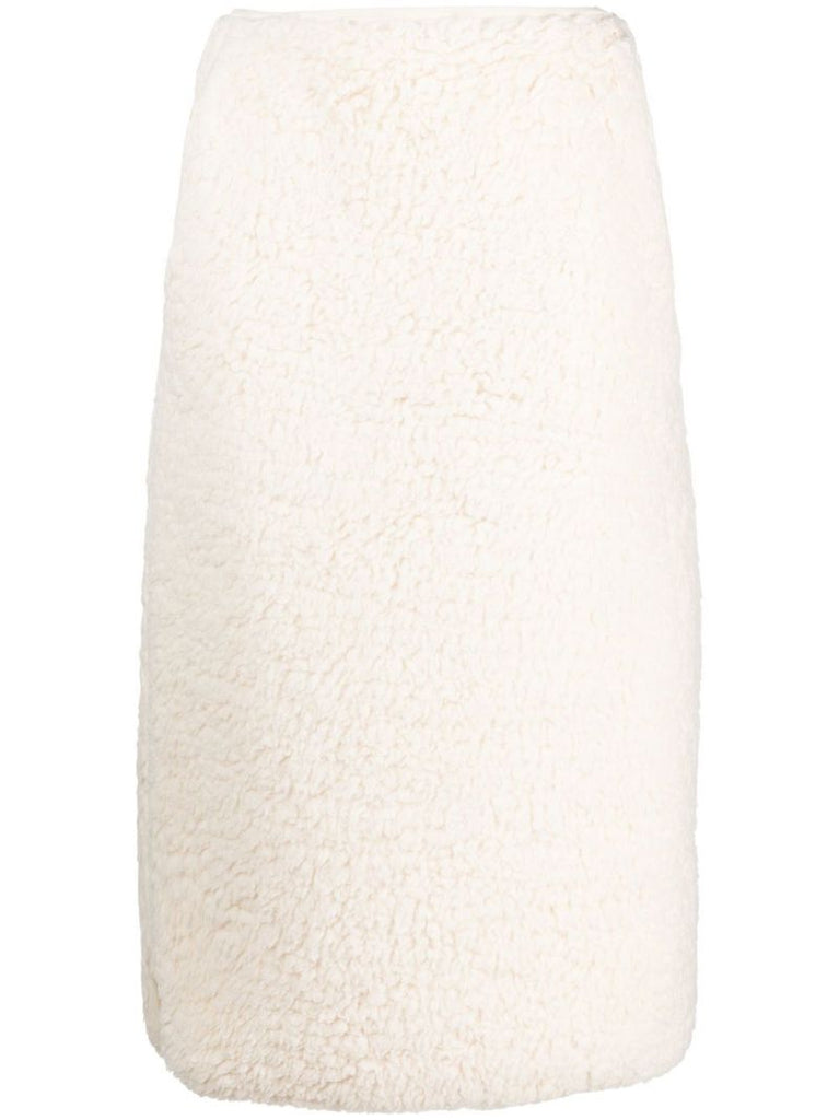 Neutral High-waisted Straight Midi Skirt