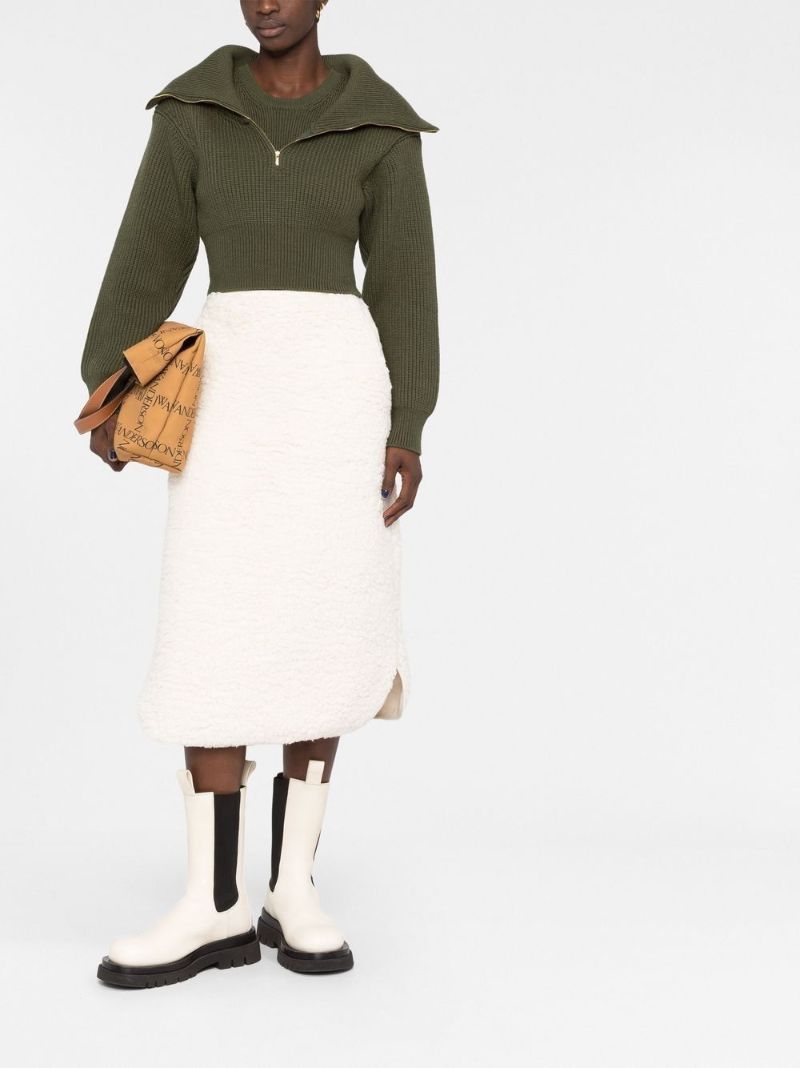 Neutral High-waisted Straight Midi Skirt