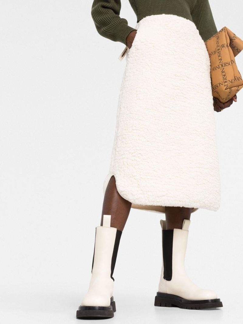 Neutral High-waisted Straight Midi Skirt