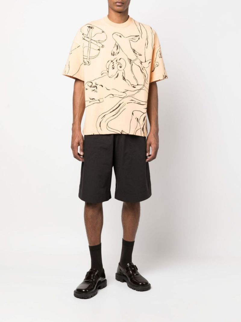Orange Astrology Print Cotton T-shirt