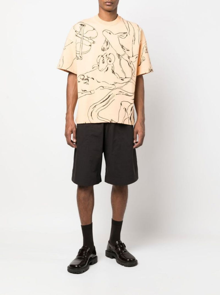 Orange Astrology Print Cotton T-shirt