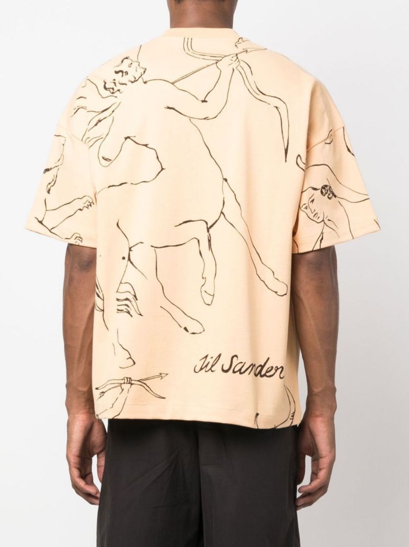 Orange Astrology Print Cotton T-shirt