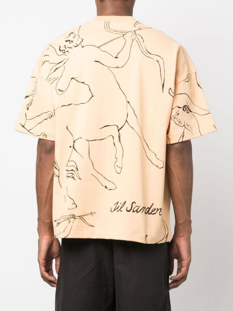 Orange Astrology Print Cotton T-shirt