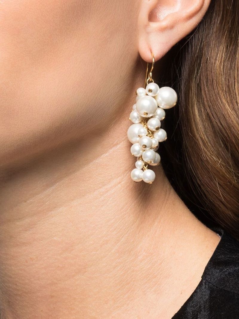 Gold-tone Blossom Pearl Drop Earrings