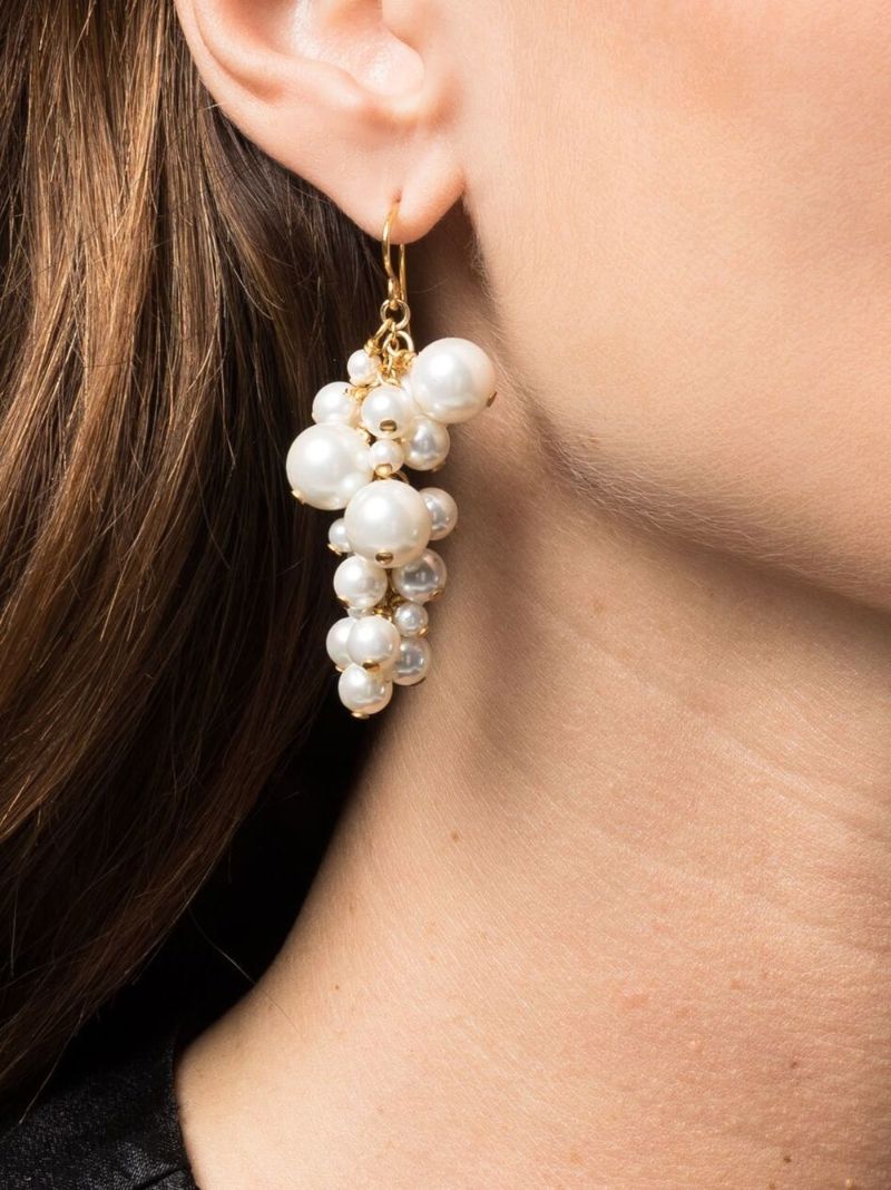 Gold-tone Blossom Pearl Drop Earrings