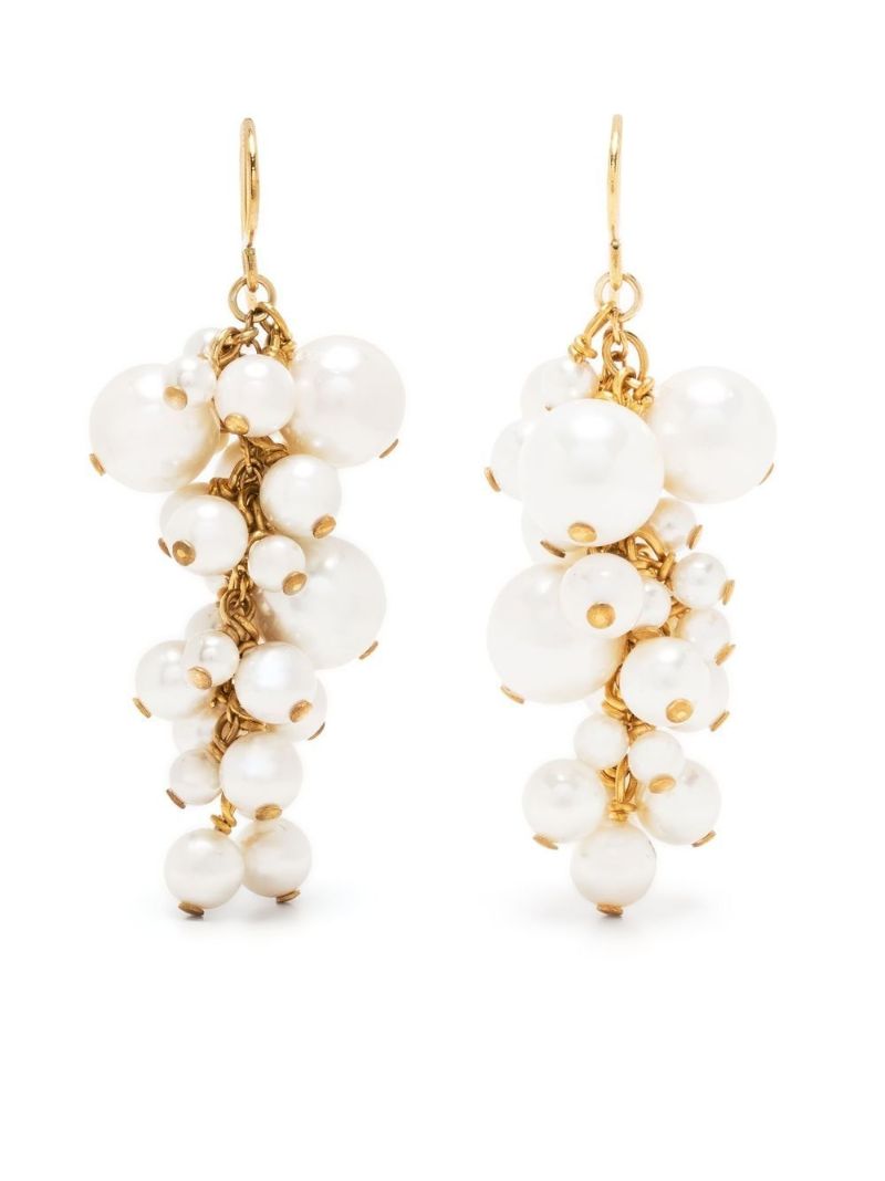 Gold-tone Blossom Pearl Drop Earrings
