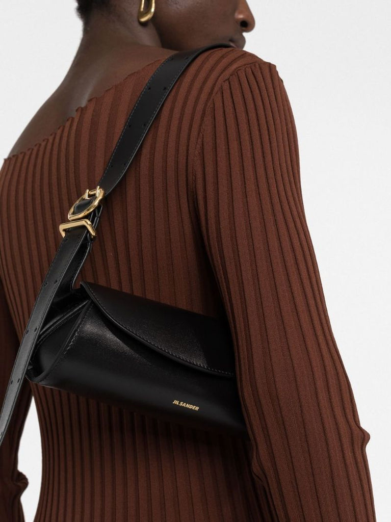 Black Cannolo Mini Leather Shoulder Bag