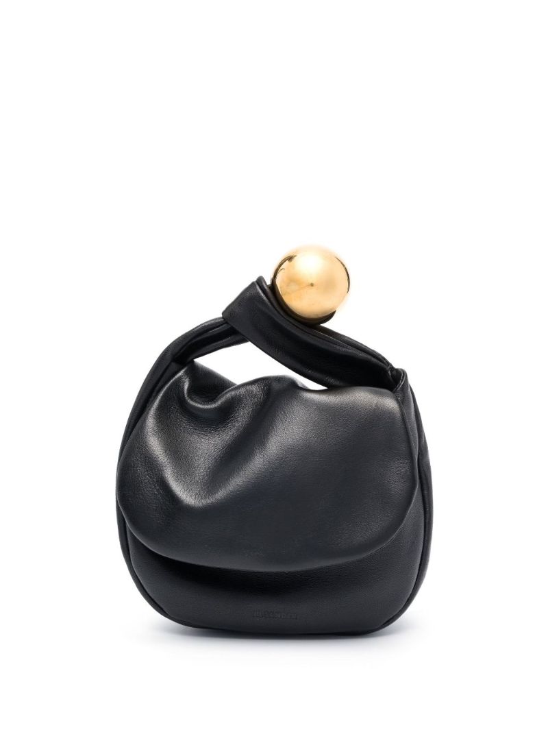 Black Sphere Small Leather Clutch Bag