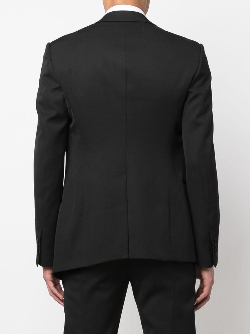 Black Asymmetric Double-breasted Wool Tuxedo Jacket