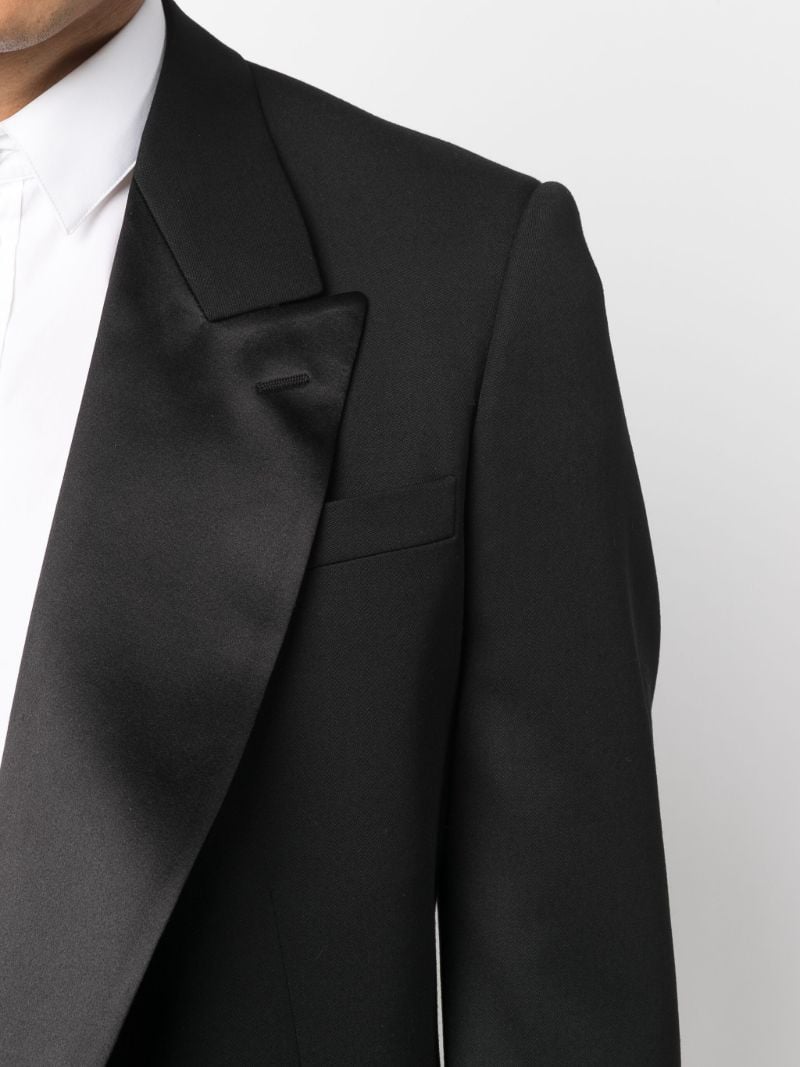 Black Asymmetric Double-breasted Wool Tuxedo Jacket