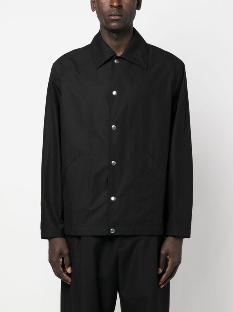 Black Logo Print Cotton Shirt Jacket
