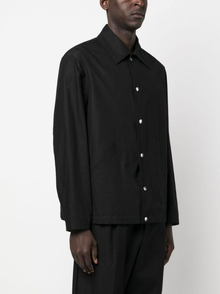 Black Logo Print Cotton Shirt Jacket