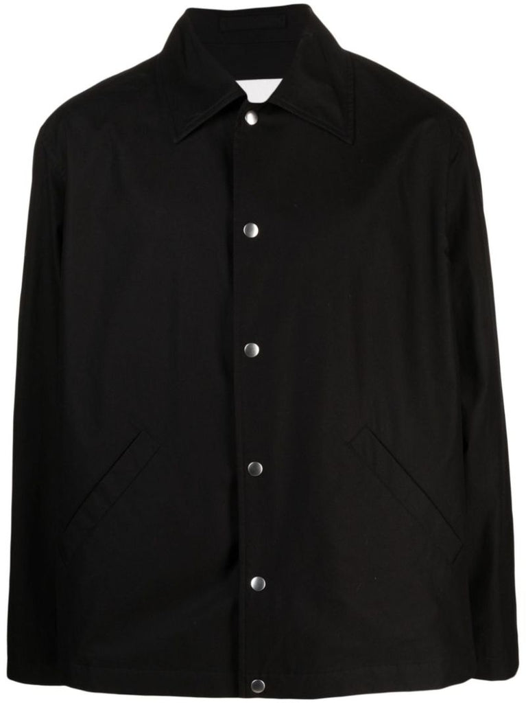 Black Logo Print Cotton Shirt Jacket