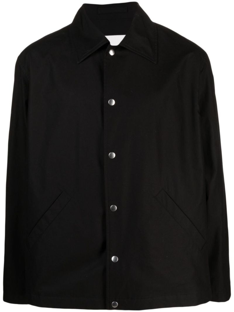 Black Logo Print Cotton Shirt Jacket
