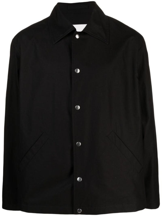 Black Logo Print Cotton Shirt Jacket
