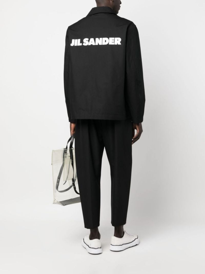 Black Logo Print Cotton Shirt Jacket