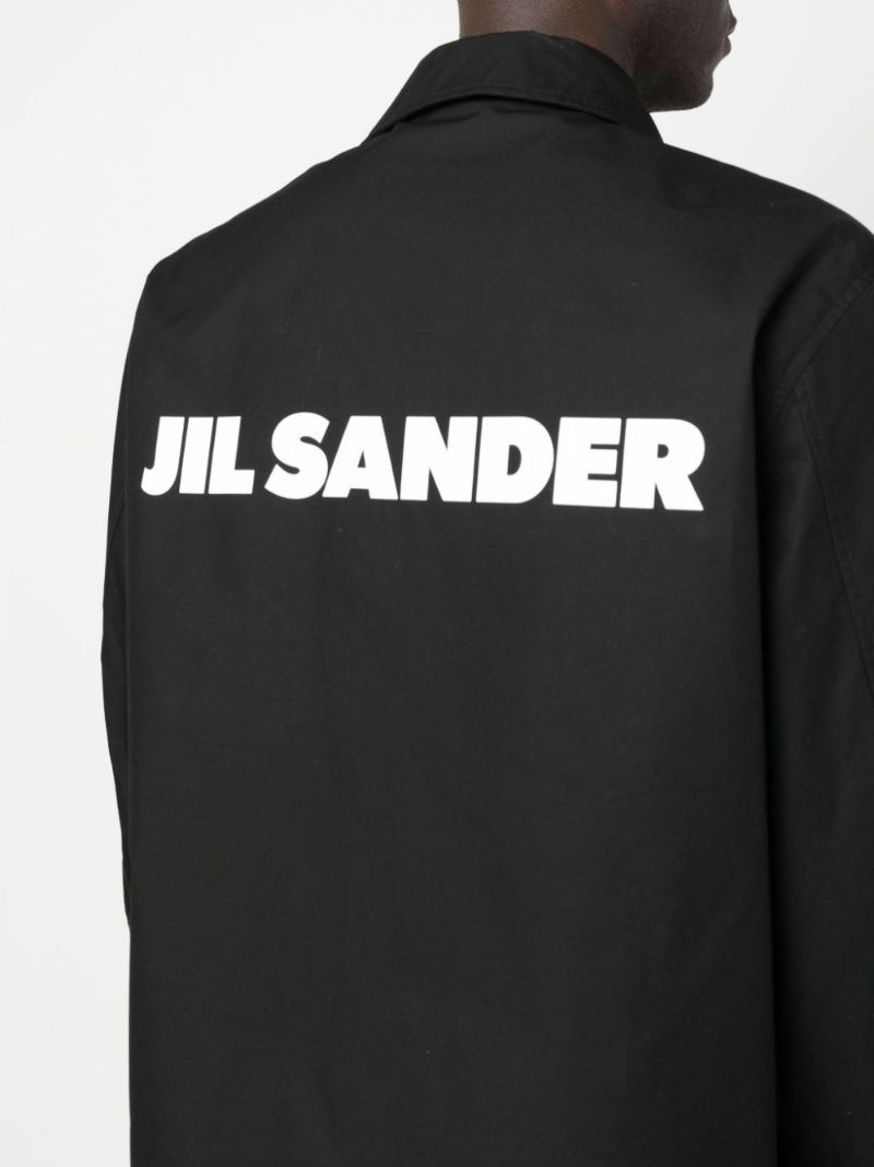 Black Logo Print Cotton Shirt Jacket