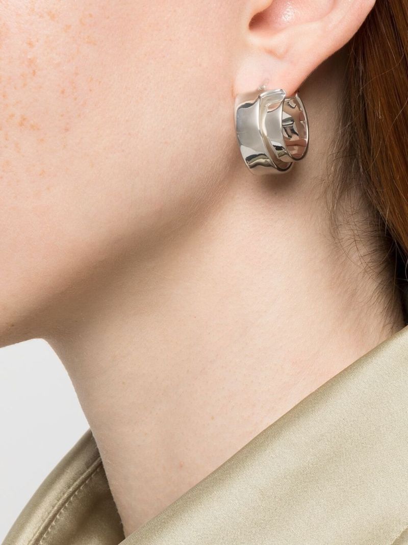 Silver-tone Double Layer Hoop Earrings