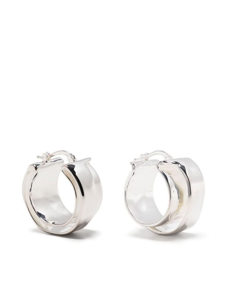 Silver-tone Double Layer Hoop Earrings