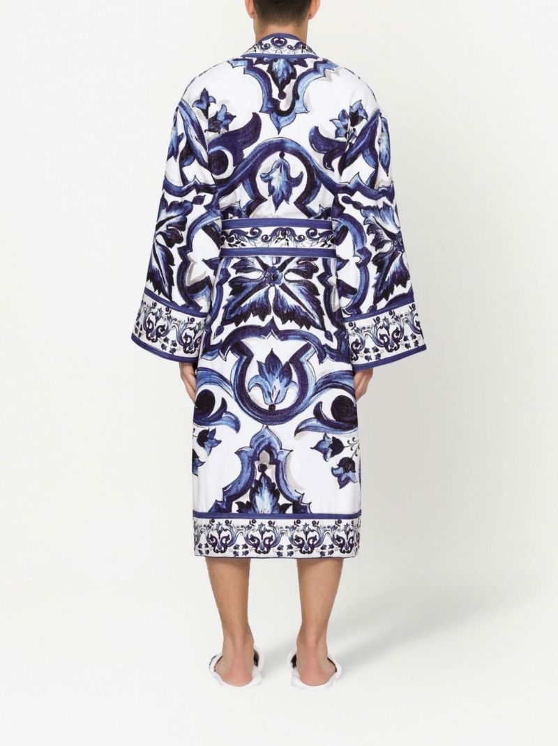 Blue Majolica Cotton Robe