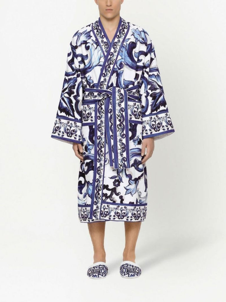 Blue Majolica Cotton Robe