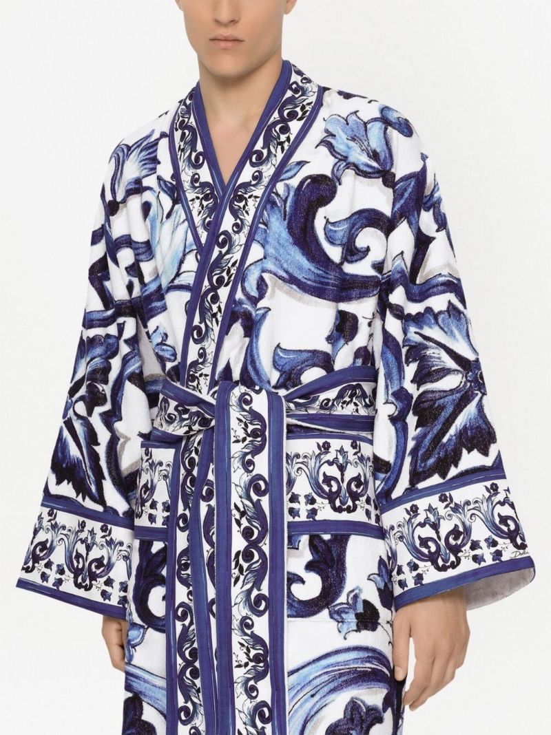 Blue Majolica Cotton Robe