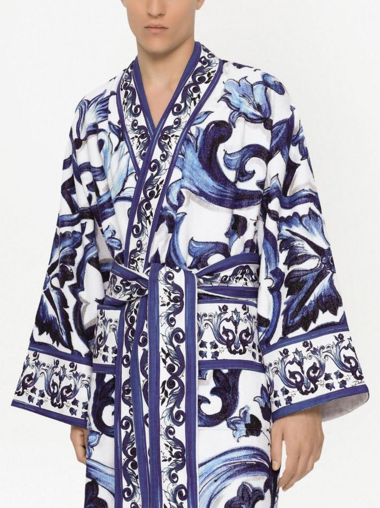 Blue Majolica Cotton Robe
