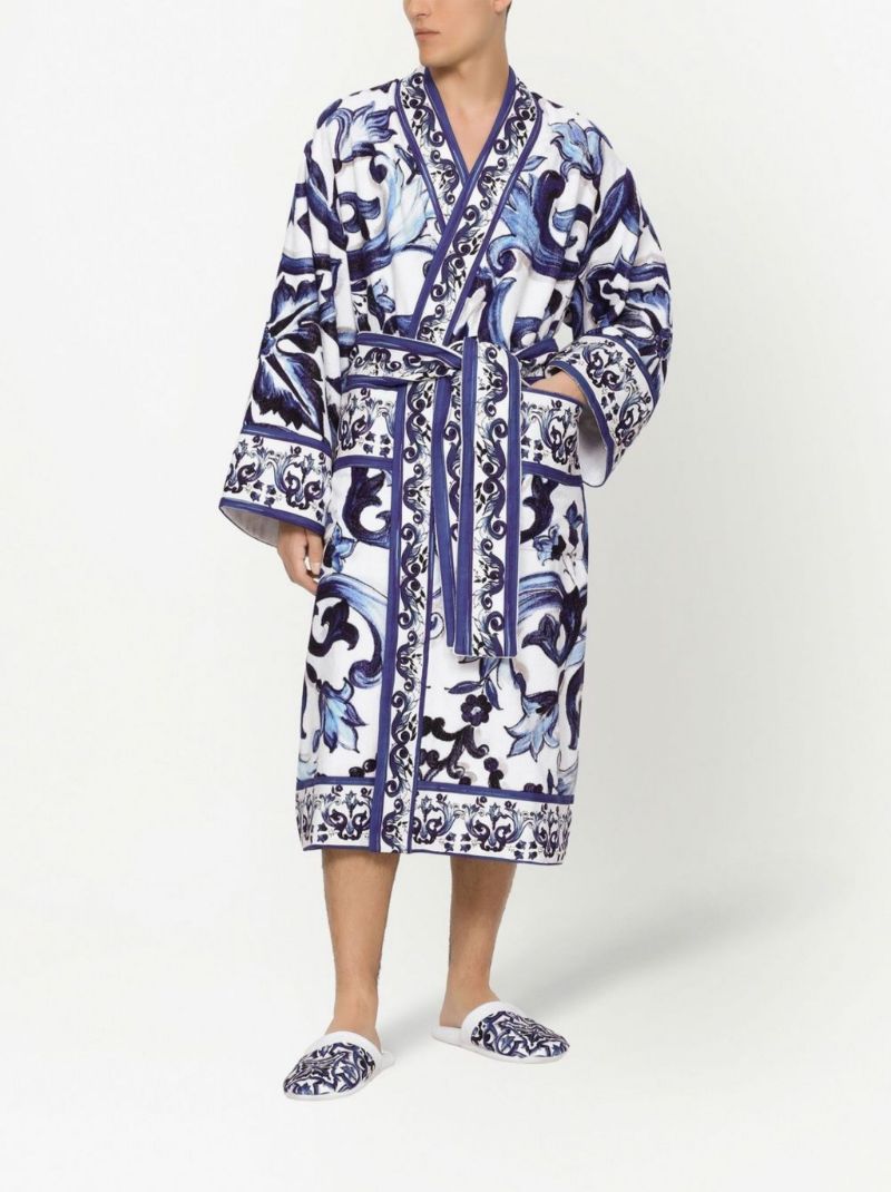 Blue Majolica Cotton Robe