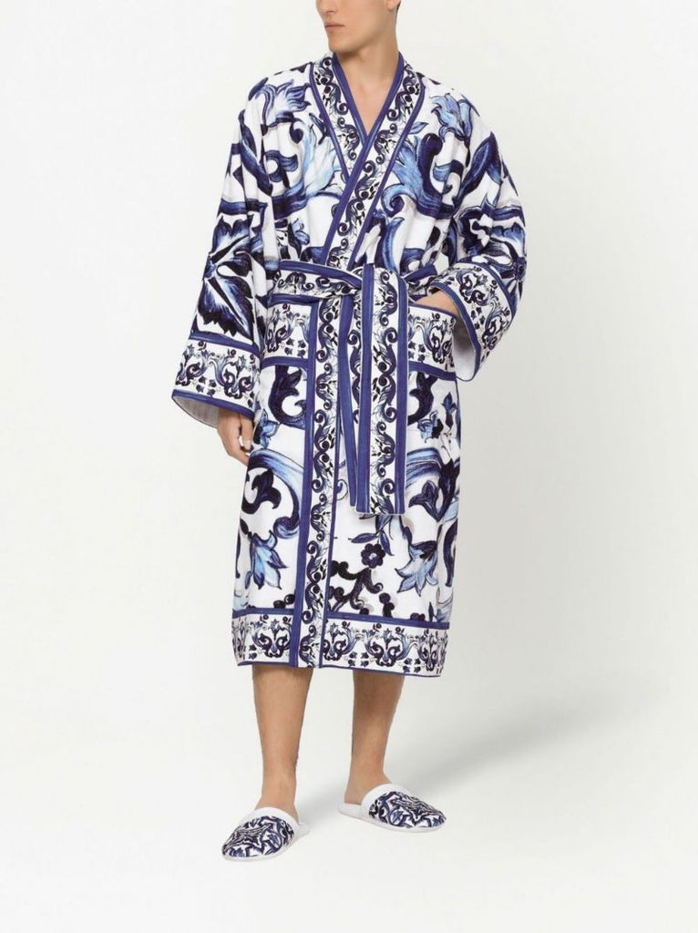 Blue Majolica Cotton Robe