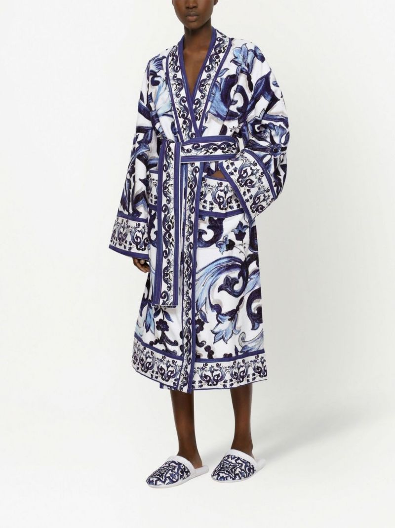 Blue Majolica Cotton Robe