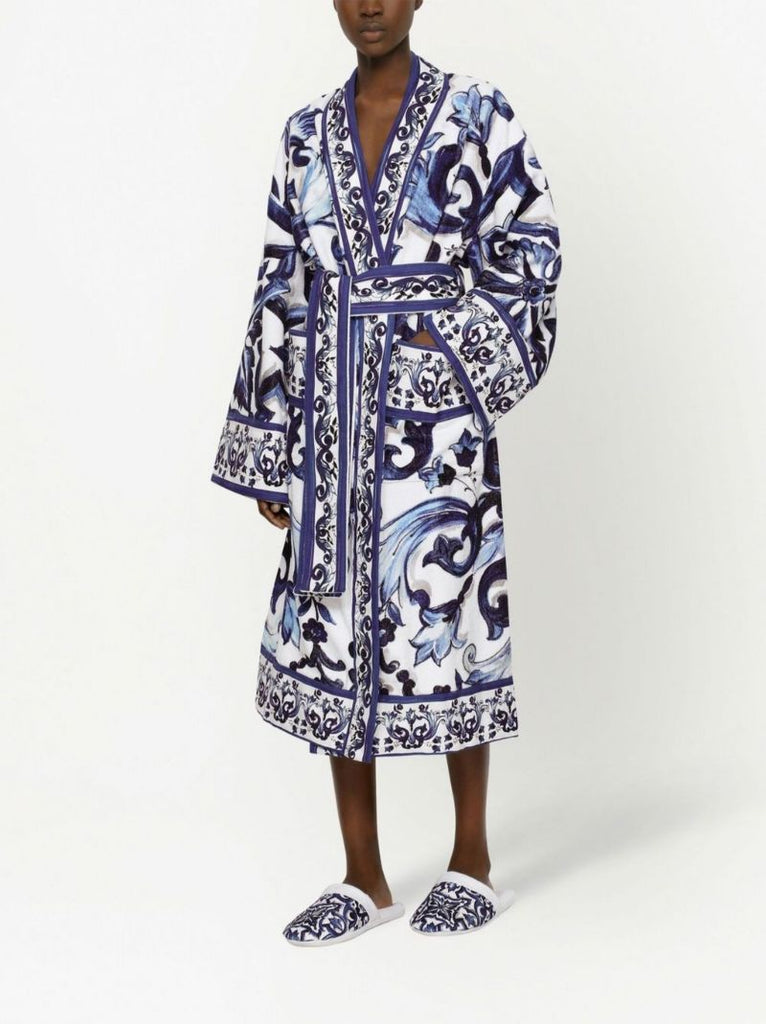 Blue Majolica Cotton Robe