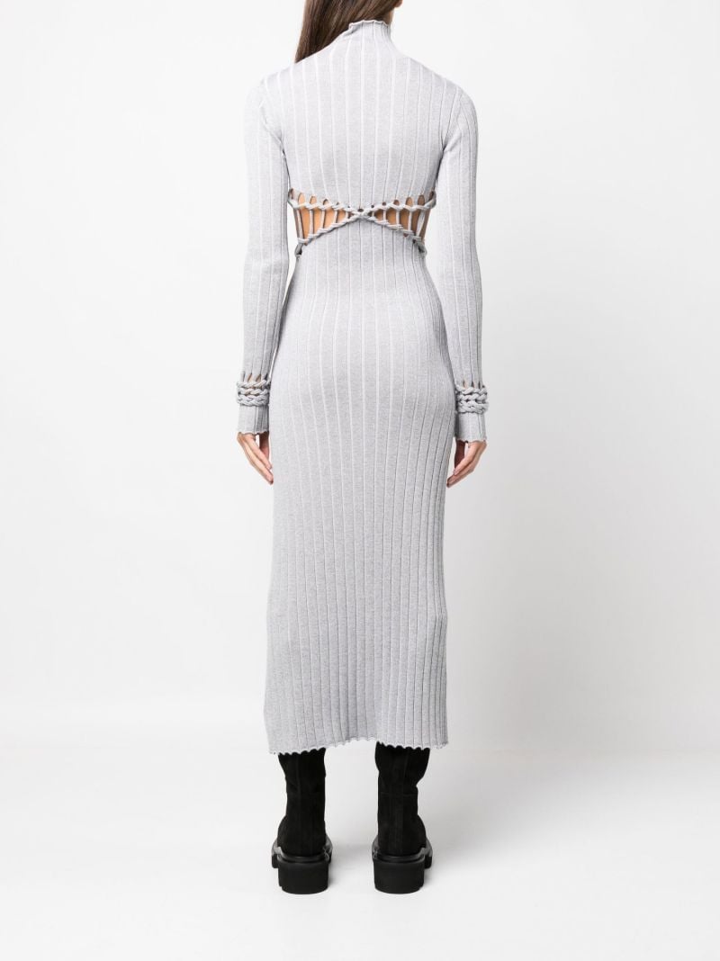 X Braid Grey Cutout Ribbed Midi Dress