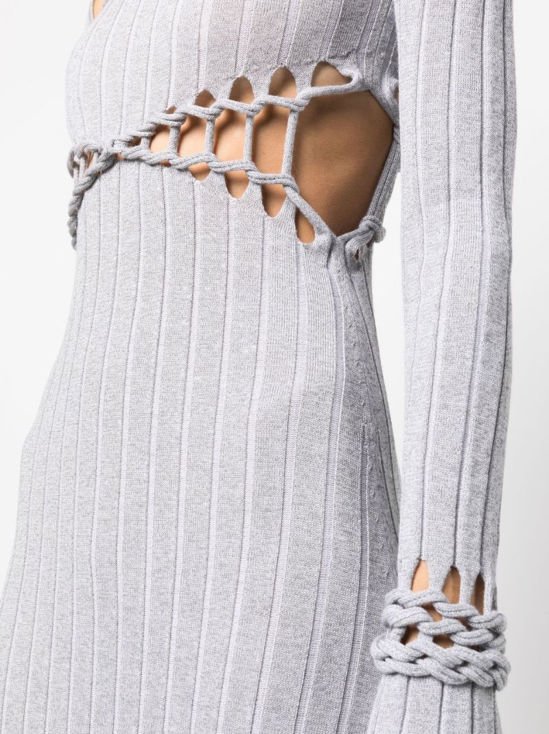 X Braid Grey Cutout Ribbed Midi Dress
