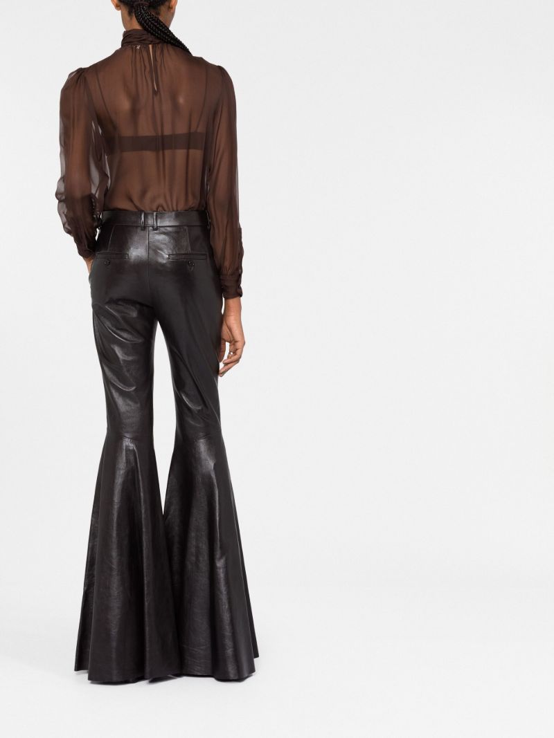 Brown High Neck Silk Blouse