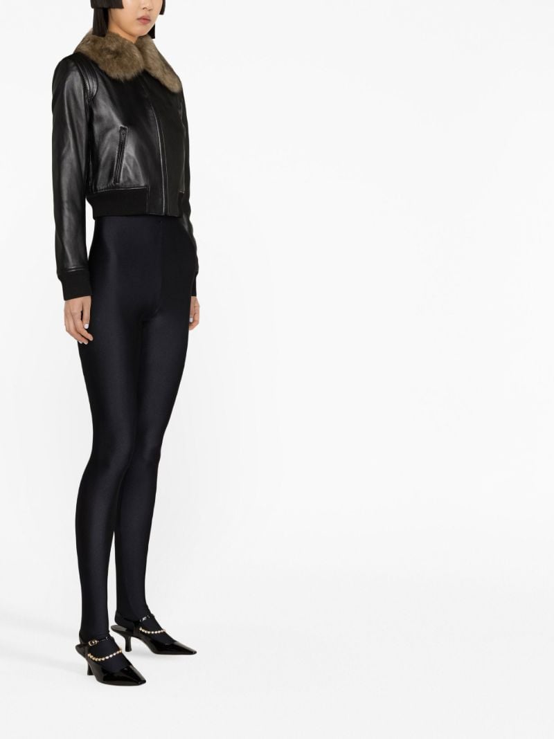 Black Faux Fur Trim Leather Jacket