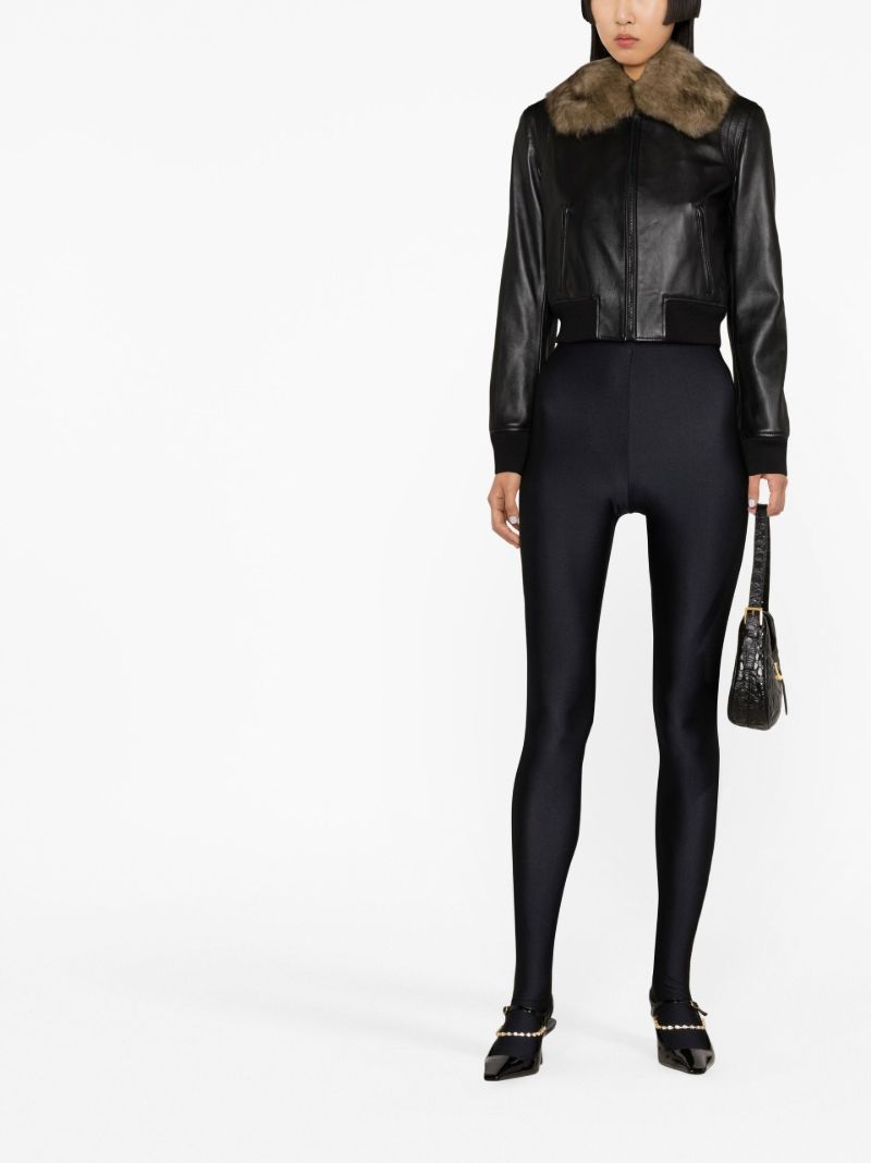 Black Faux Fur Trim Leather Jacket