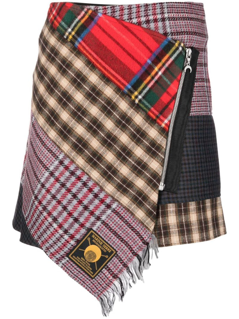 Brown Clashing Tartans Mini Wrap Skirt