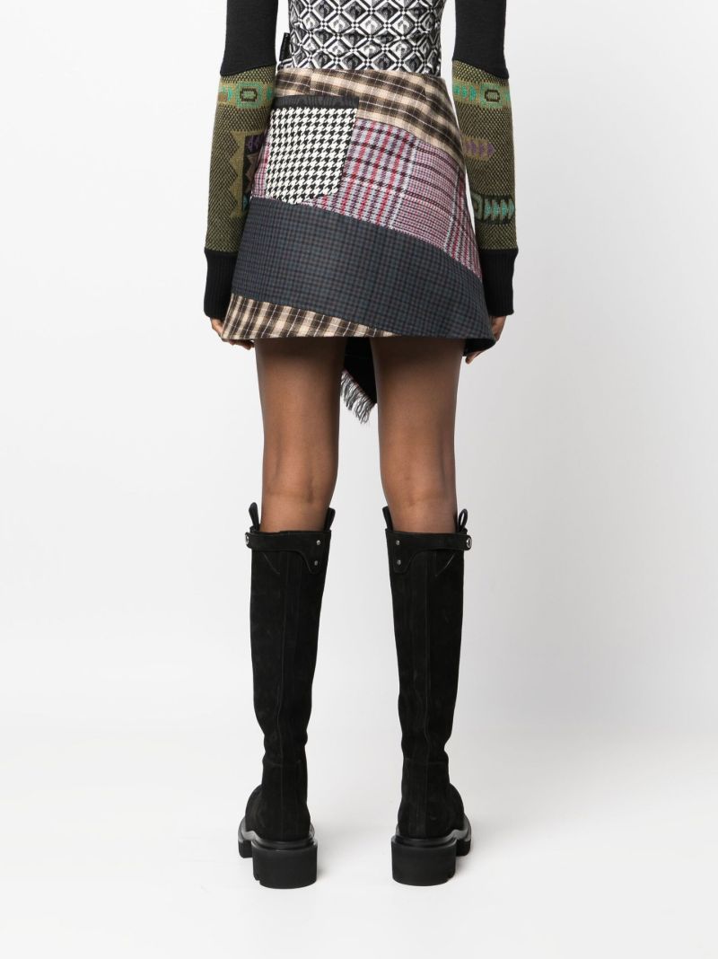 Brown Clashing Tartans Mini Wrap Skirt