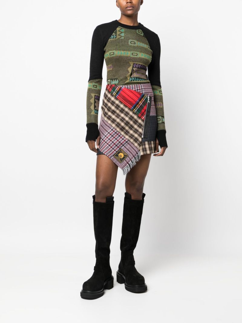 Brown Clashing Tartans Mini Wrap Skirt