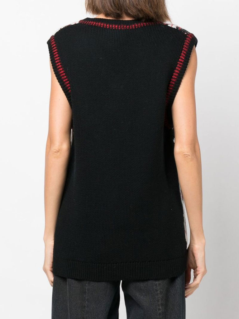 Black Harlequeen Wool Sweater Vest