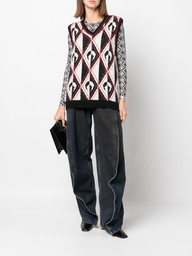 Black Harlequeen Wool Sweater Vest
