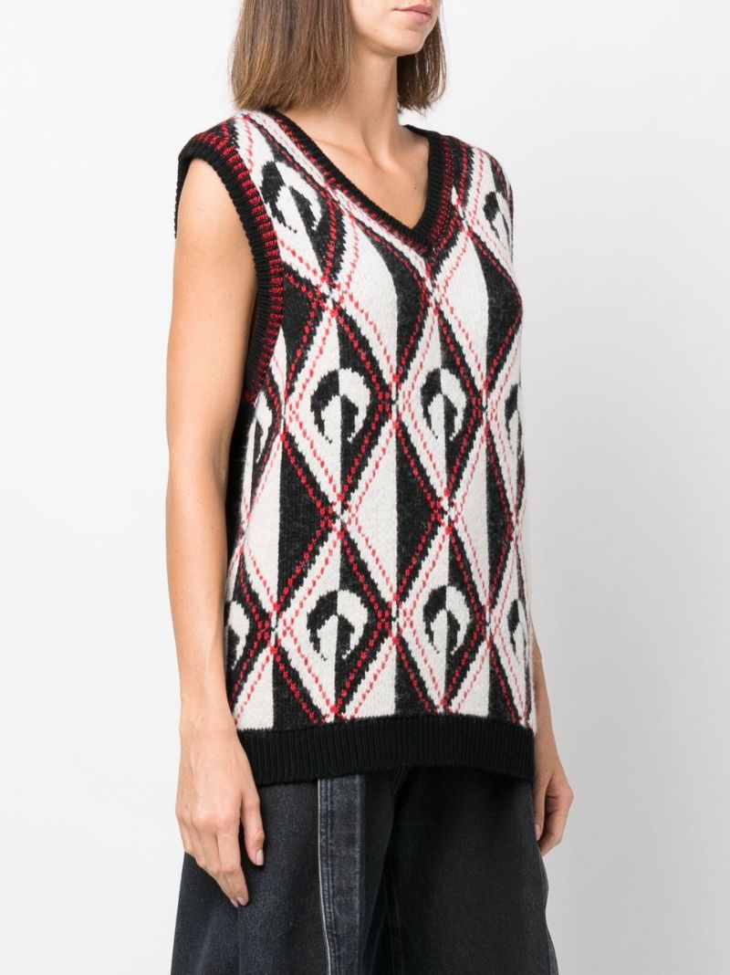 Black Harlequeen Wool Sweater Vest