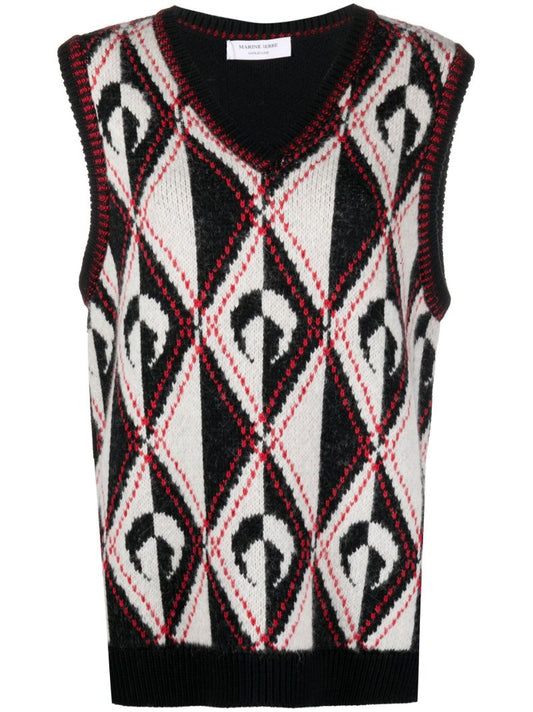 Black Harlequeen Wool Sweater Vest