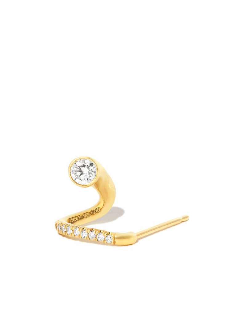 18k Yellow Gold Peak Diamond Earring