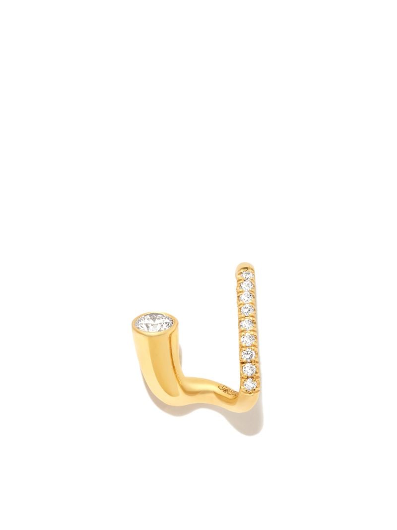 18k Yellow Gold Peak Diamond Earring
