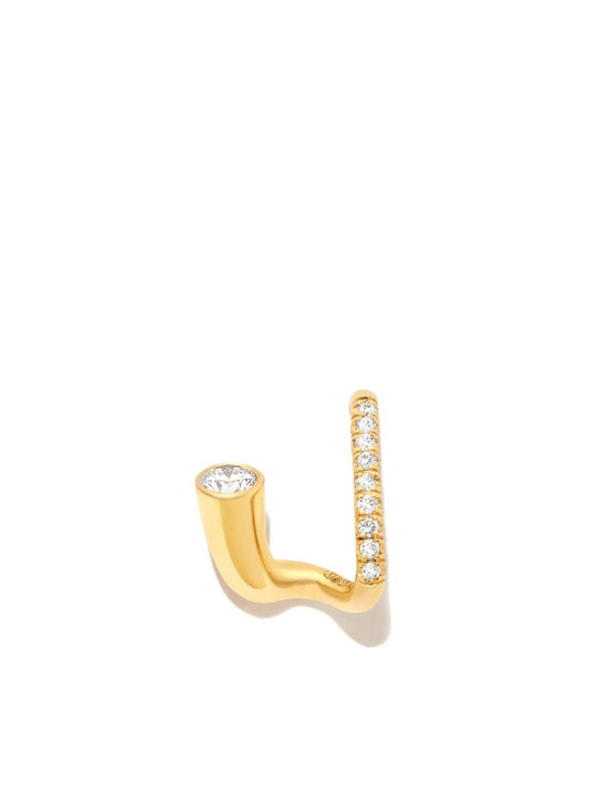 18k Yellow Gold Peak Diamond Earring
