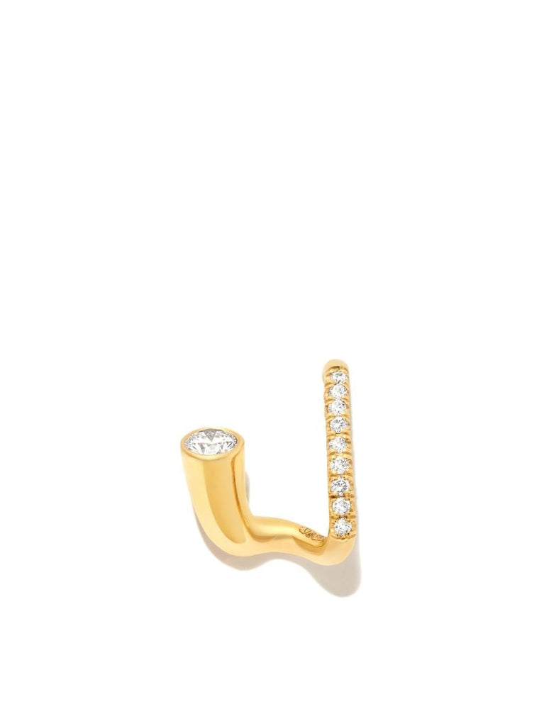 18k Yellow Gold Peak Diamond Earring