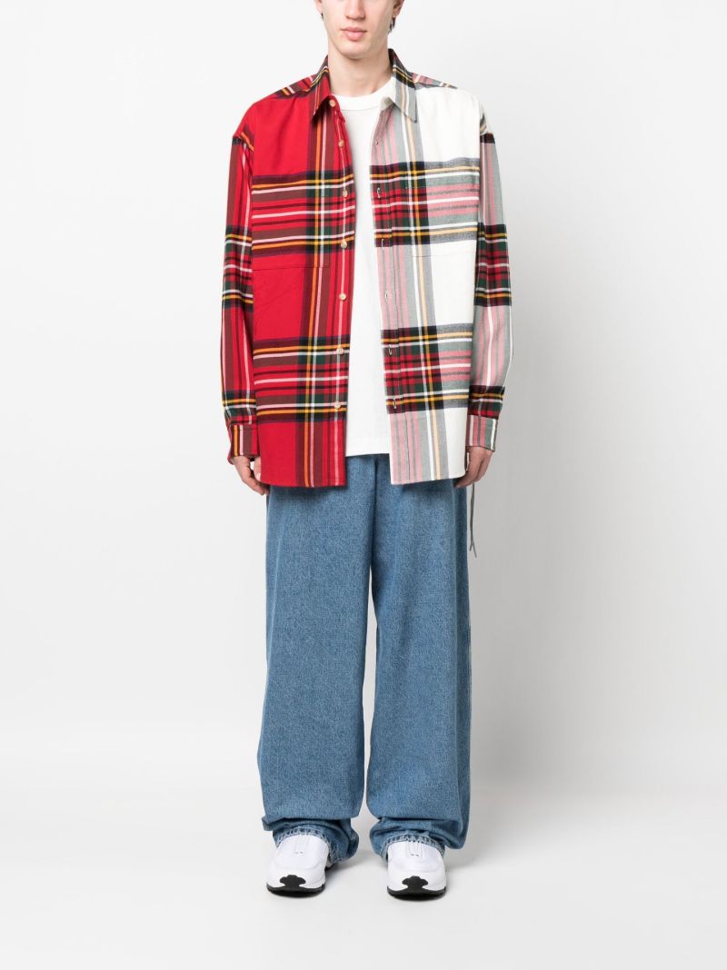 Red Colourblock Check Cotton Shirt