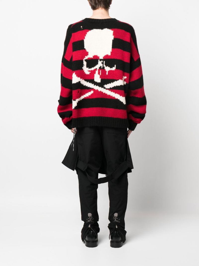 Red and Black Distressed Cashmere Sweater